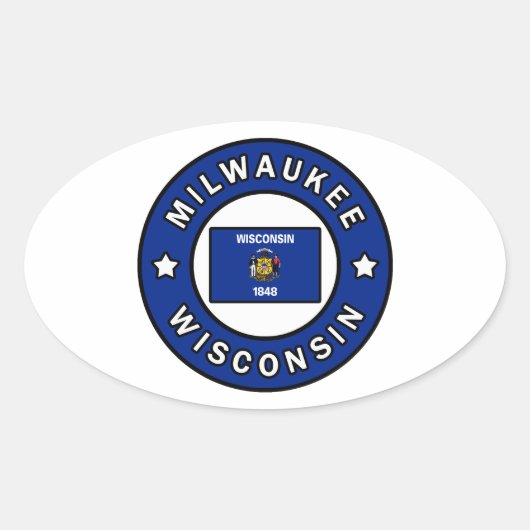 Sticker Ovale Milwaukee Wisconsin (Devant)