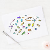 Sticker Ovale Mini Bugs et Mini Beasts (Enveloppe)