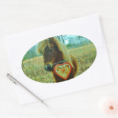 Sticker Ovale Miniature cheval Brown Valentine Heart (Enveloppe)