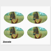 Sticker Ovale Miniature cheval Brown Valentine Heart (Feuille)