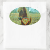 Sticker Ovale Miniature cheval Brown Valentine Heart (Sac)