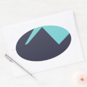 Sticker Ovale Minimalisme Art Abstrait Bleu Blanc (Enveloppe)