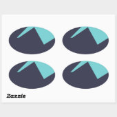 Sticker Ovale Minimalisme Art Abstrait Bleu Blanc (Feuille)