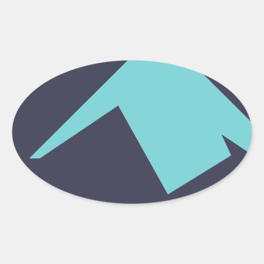 Sticker Ovale Minimalisme Art Abstrait Bleu Blanc (Devant)