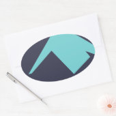 Sticker Ovale Minimalisme Art Abstrait Bleu Blanc (Enveloppe)