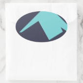 Sticker Ovale Minimalisme Art Abstrait Bleu Blanc (Sac)