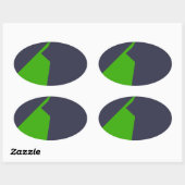 Sticker Ovale Minimalisme Vert Blanc (Feuille)