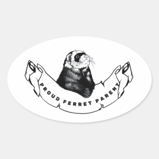 Sticker Ovale Minimalist for ferret enthusiasts. (Devant)
