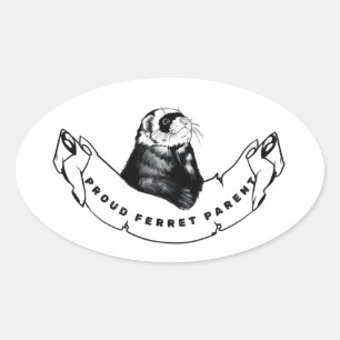 Sticker Ovale Minimaliste pour les passionnés de furet.
