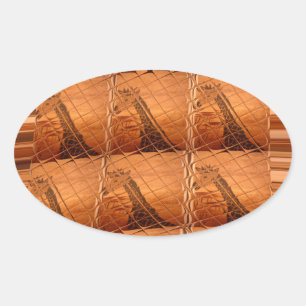 Sticker Ovale Miroir Africain Traditionnel : Girafe Tissé