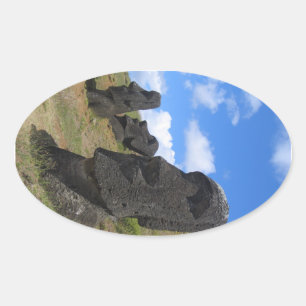 Sticker Ovale Moai à Rano Raraku, île de Pâques