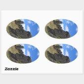 Sticker Ovale Moai à Rano Raraku, île de Pâques (Feuille)