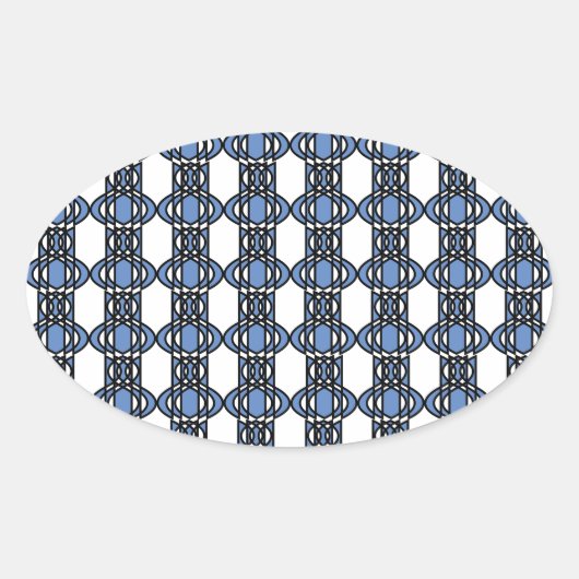 Sticker Ovale Mod Retro Blue Abstrait Scarab Motif (Devant)