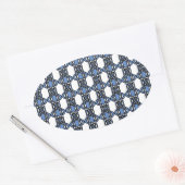 Sticker Ovale Mod Retro Blue Abstrait Scarab Motif (Enveloppe)