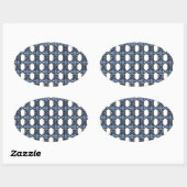 Sticker Ovale Mod Retro Blue Abstrait Scarab Motif (Feuille)