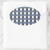Sticker Ovale Mod Retro Blue Abstrait Scarab Motif (Sac)