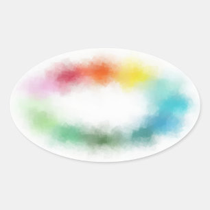 Sticker Ovale Modèle blanc Abstrait coloré personnalisé