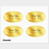 Sticker Ovale Modèle d'apparence or en Merci manuscrit (Feuille)