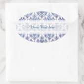 Sticker Ovale Modèle de damas fleuri - bleu (Sac)