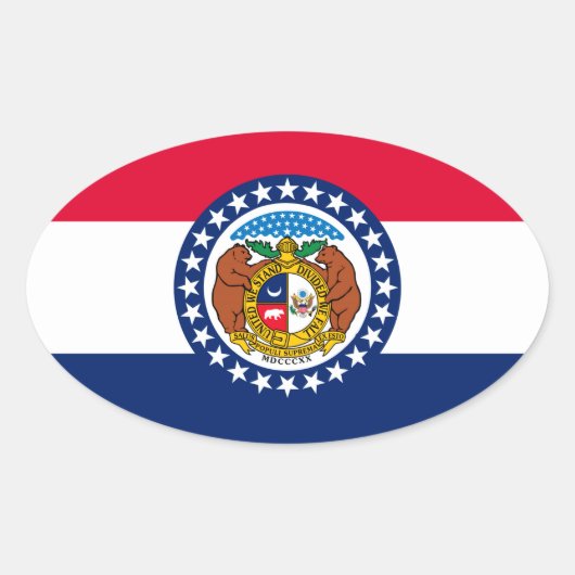 Sticker Ovale Modèle de drapeau d'État du Missouri (Devant)