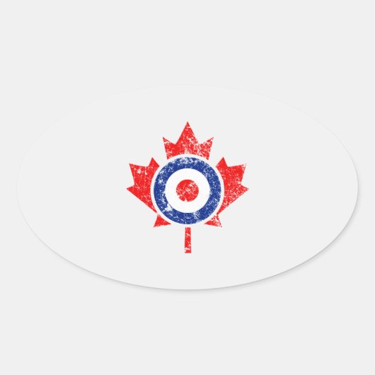 Sticker Ovale Modèle de moulage de la feuille d'érable canadienn (Devant)
