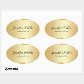 Sticker Ovale Modèle de script élégant Faux Gold personnalisé (Feuille)
