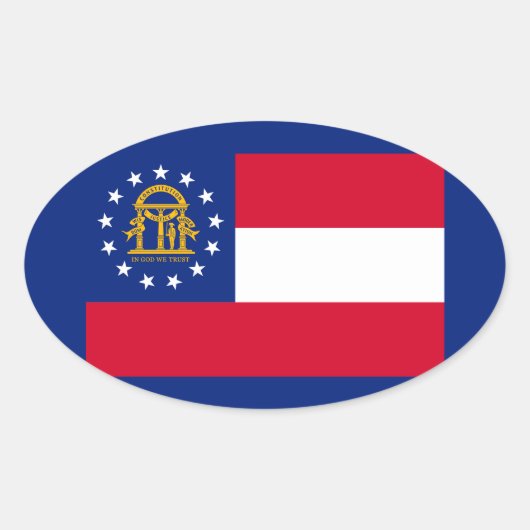 Sticker Ovale Modèle du drapeau de l'État de Géorgie (Devant)