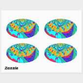 Sticker Ovale Modèle floral dynamique : Hommage brésilien Manger (Feuille)