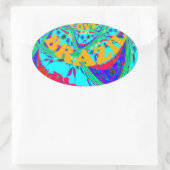 Sticker Ovale Modèle floral dynamique : Hommage brésilien Manger (Sac)