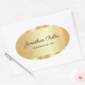Sticker Ovale Modèle Glamour Écriture Manuscrite Élégante Or (Enveloppe)