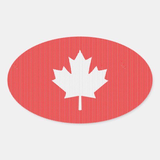 Sticker Ovale Modèle Knit Maple Leaf Tricot Motif (Devant)