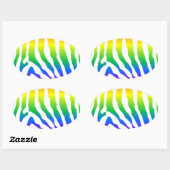 Sticker Ovale Modèle Rainbow Zebra (Feuille)