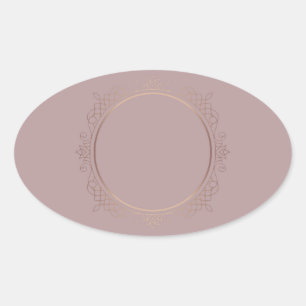 Sticker Ovale Modèle vierge en or rose Ajoutez votre texte Tenda