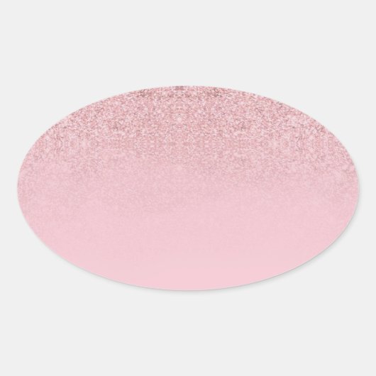 Sticker Ovale Modèle vierge pailleté or rose moderne élégant (Devant)