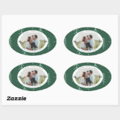 Sticker Ovale Modern Green Tree Family Photo Holiday (Feuille)