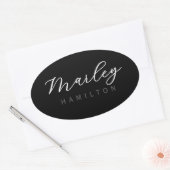 Sticker Ovale Modern Script Name Monogram (Enveloppe)