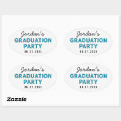 Sticker Ovale Modern Stripes Blue Graduation Party (Feuille)