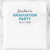 Sticker Ovale Modern Stripes Blue Graduation Party (Sac)