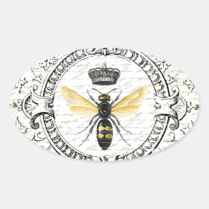 Sticker Ovale MODERNE Abeille de reine VINTAGE