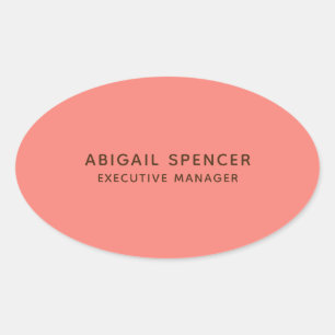 Sticker Ovale Moderne Classy Professionnel Coral Rose