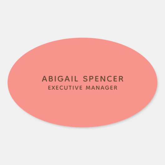 Sticker Ovale Moderne Classy Professionnel Coral Rose (Devant)