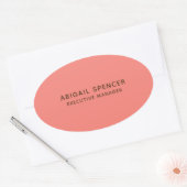 Sticker Ovale Moderne Classy Professionnel Coral Rose (Enveloppe)