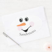 Sticker Ovale Moderne Cute Custom Snowman visage Winter Party (Enveloppe)