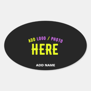 STICKER OVALE MODERNE ET MODERNE PERSONNALISABLE NOIR VÉRIFIÉ
