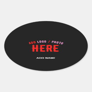 STICKER OVALE MODERNE ET MODERNE PERSONNALISABLE NOIR VÉRIFIÉ