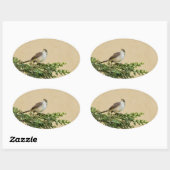 Sticker Ovale Moineau (Feuille)