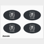 Sticker Ovale Molon Labe Chrome Comme Casque Spartan sur Grille (Feuille)