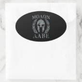 Sticker Ovale Molon Labe Laurels, guerrier spartiate (Sac)