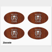 Sticker Ovale Molon Labe Spartan Warrior Laurels Mahogany Imprim (Feuille)