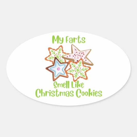 Sticker Ovale Mon coeur sent comme les biscuits de Noël (Devant)